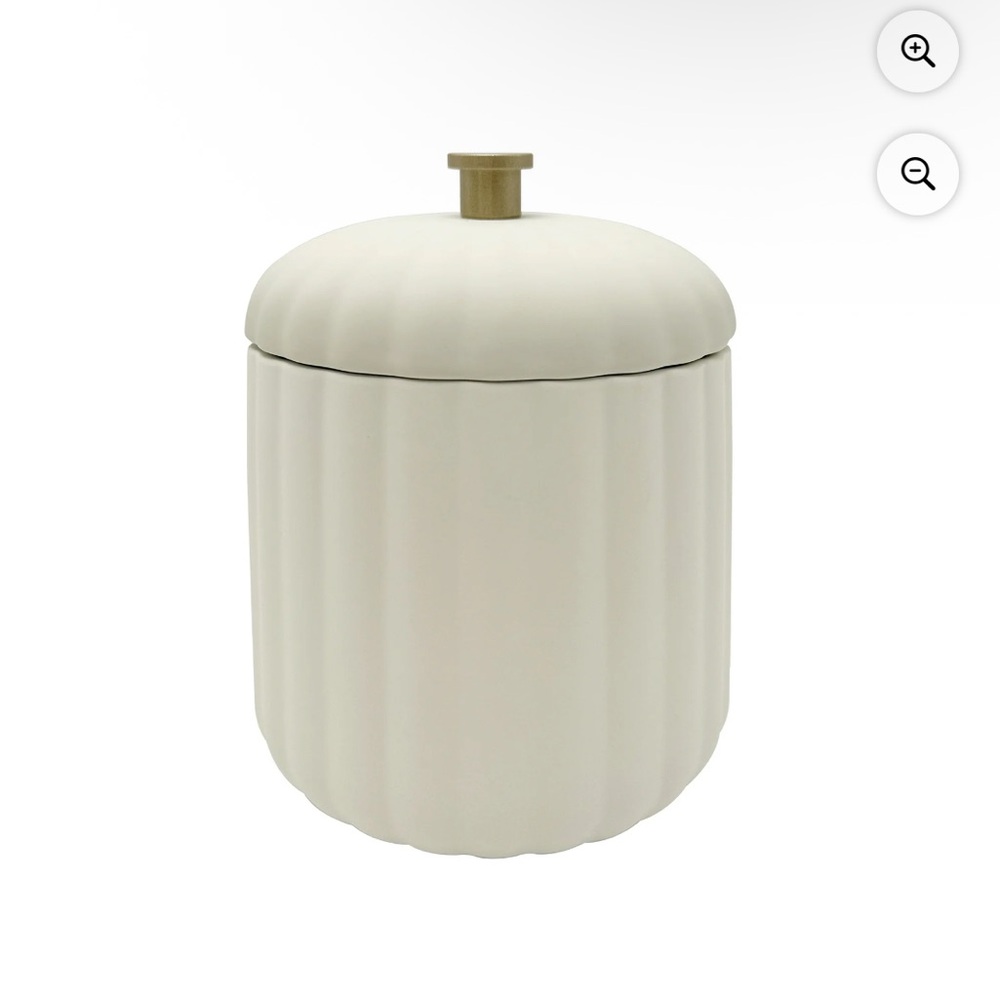 Off-White Bathroom Canister with Lid - Picture 1 of 2